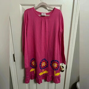 Hanna Andersson Magenta Flower Dress Long Sleeve Girl’s Size 12 150